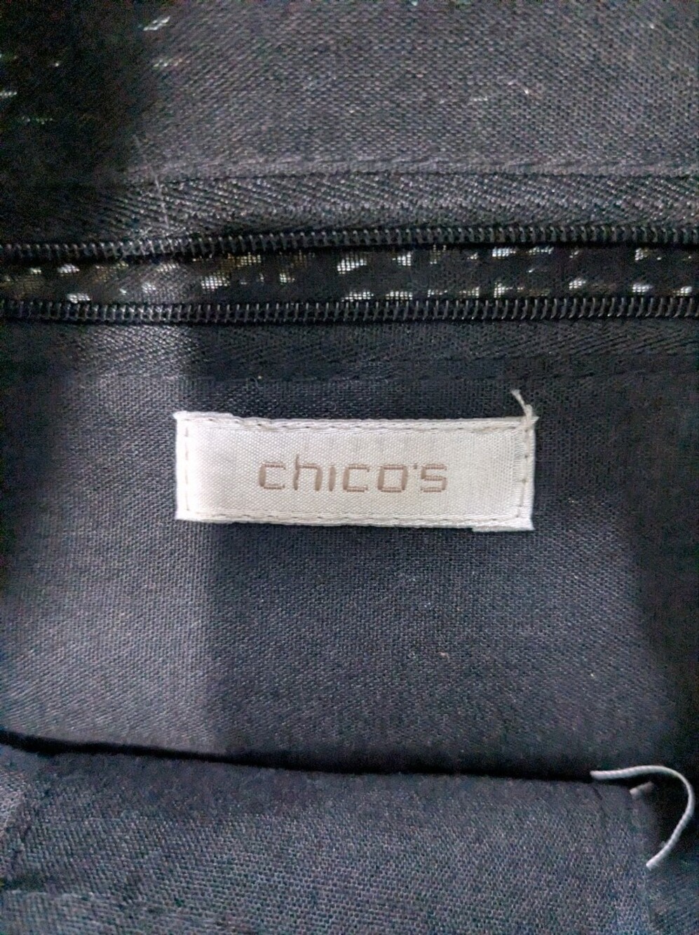 Chicos Paper Woven Handbag Tote Purse Black And White - Picture 3 of 7